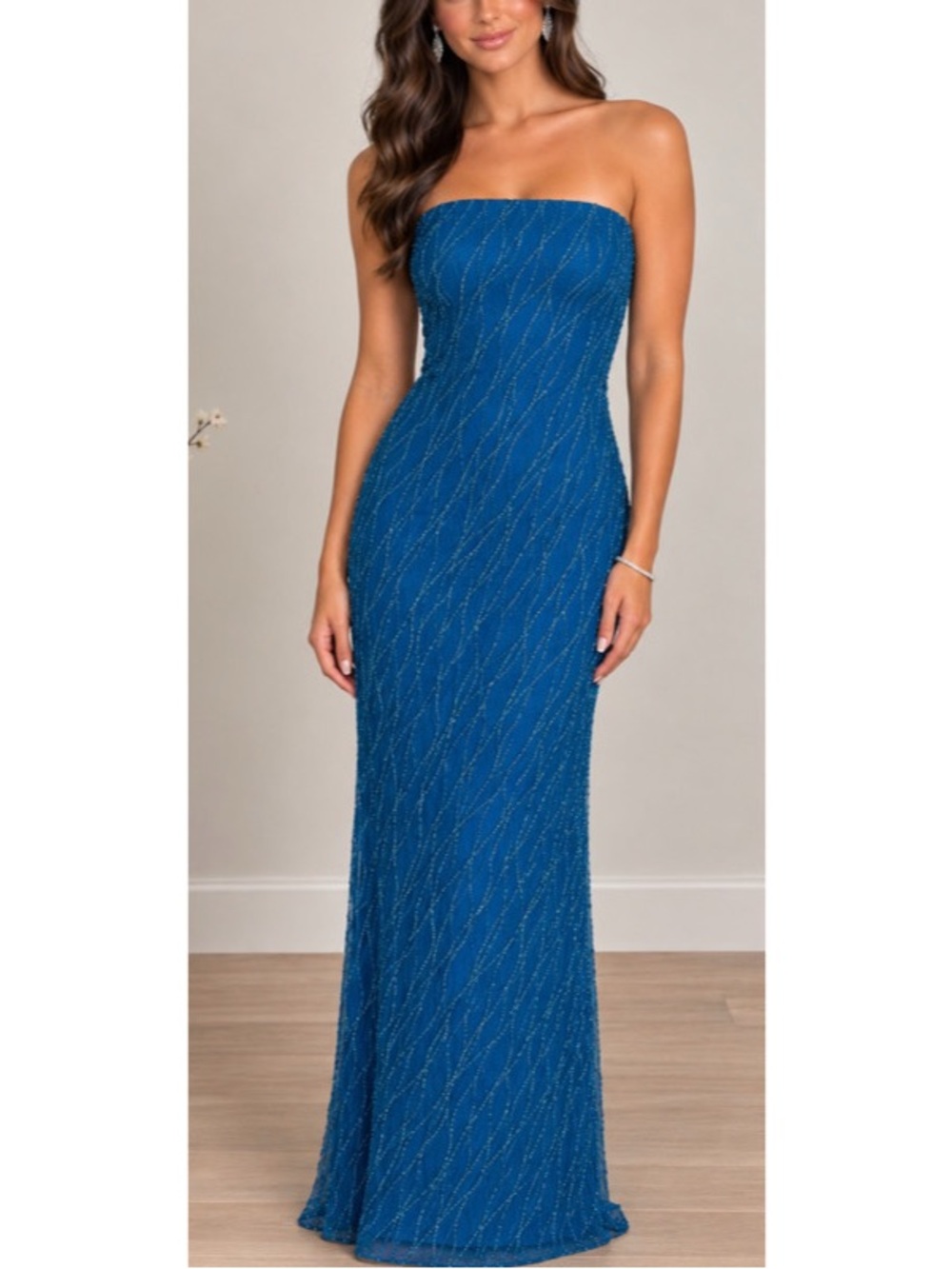 Vintage Jessica McClintock Gunne Sax Strapless Blue Gown Dress Size 2